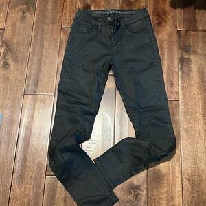 Black leather look jeans